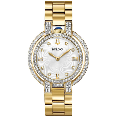 Bulova Ladies' Rubaiyat Diamond Yellow Gold-Tone Stainless Steel Watch 98R249
