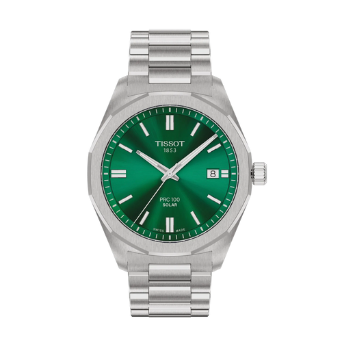Tissot PRC 100 Solar 39MM Green Dial Stainless Steel Watch T1514221109100
