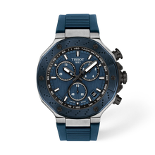 Tissot T-Race 45mm Chronograph Blue Dial Silicone Strap Watch T1414172704100