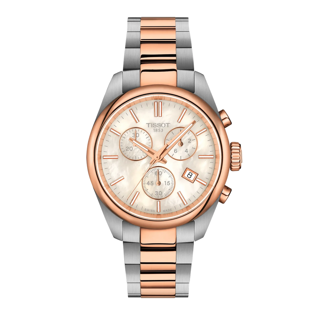 Tissot PR 100 Stainless Steel Rose Gold 36mm White MOP Watch T1502172211100