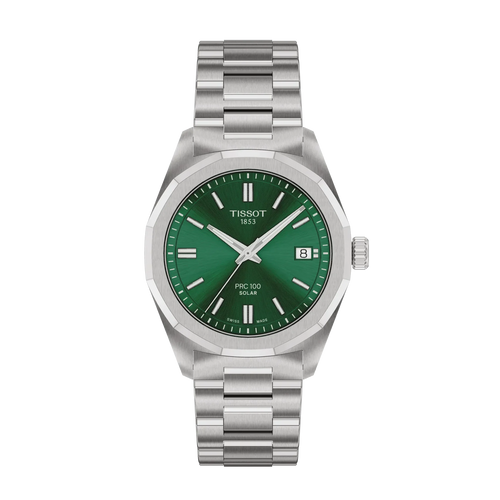Tissot PRC 100 Solar 34MM Green Dial Stainless Steel Watch T1518221109100