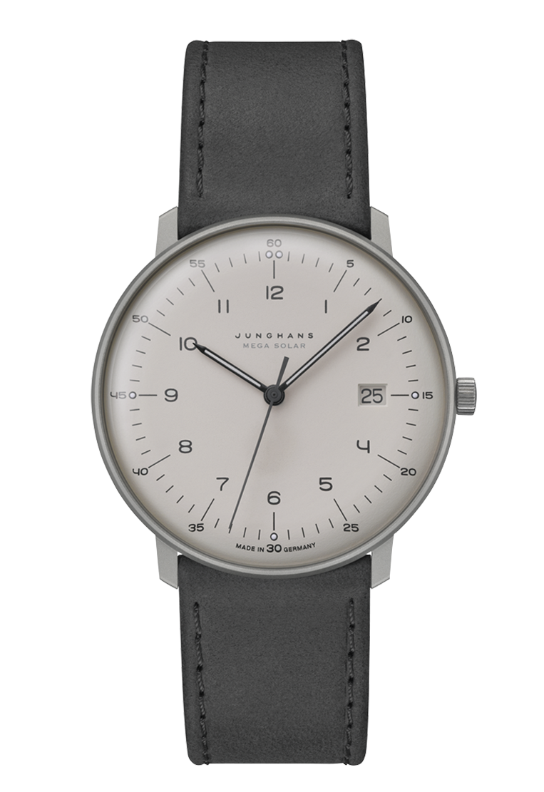 Junghans Max Bill MEGA Solar Titanium and Leather Watch 59/2023.02