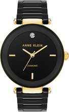 Anne Klein Ceramic Two-Toned Black & Gold Diamond Accented Ladies Watch AK-1018BKBK