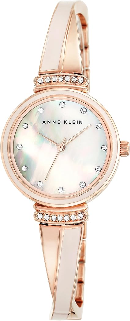 Anne Klein Rose Gold-Tone Crystal Accented MOP Dial Ladies Watch AK-2216BLRG
