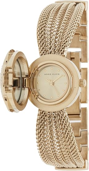 Anne Klein 20MM Gold-Tone Ladies Crystal-Accented Watch AK-1046CHCV
