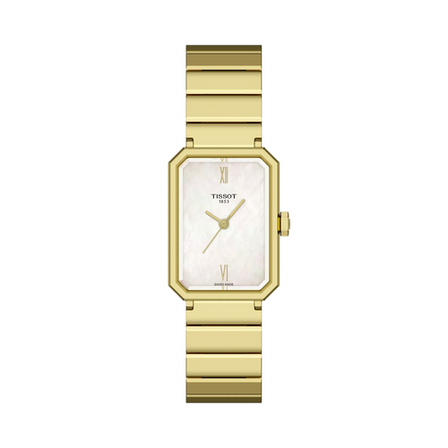 Tissot SRV Rectangular White MOP Gold Watch T1601103311300