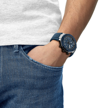 Tissot T-Race 45mm Chronograph Blue Dial Silicone Strap Watch T1414172704100
