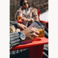 BULOVA SUTTON AUTOMATIC SKELETON WATCH BLUE LEATHER 96A330