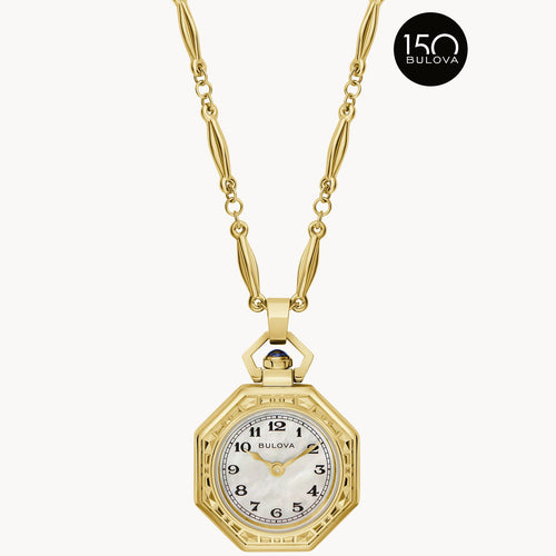 BULOVA RUBAIYAT GOLD TONE PENDANT NECKLACE 97L182