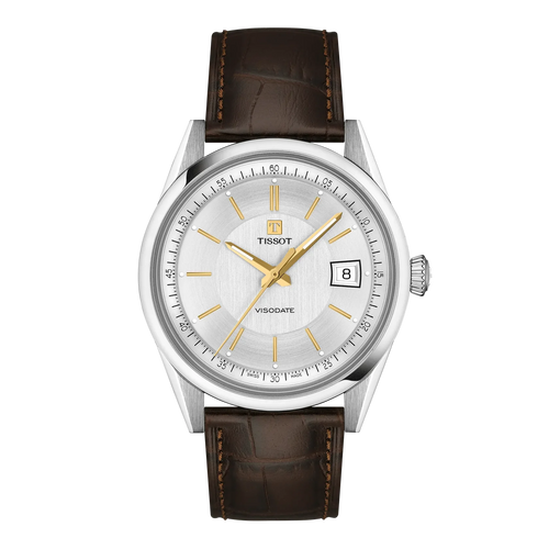 Tissot Visodate Stainless Steel Leather Band 39mm T1574071603100