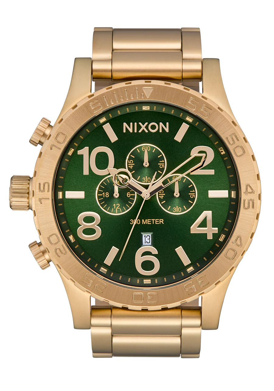 Nixon Sentry Gold Green Sunray Quartz Watch A1389-1919