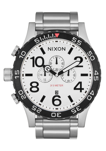 Nixon 51-30 Chrono Sliver White Lume 51MM Watch A1389-5371