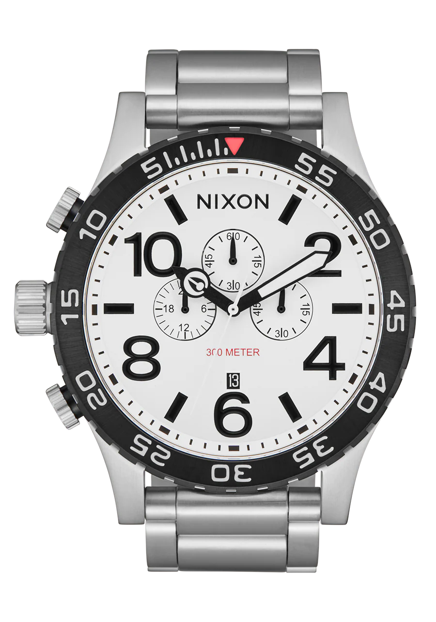Nixon 51-30 Chrono Sliver White Lume 51MM Watch A1389-5371