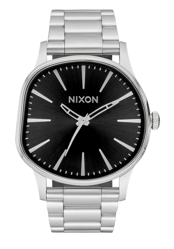 Nixon Sentry Wobble Silver & Black Sunray Quartz Watch A1461-5384