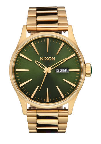 Nixon Sentry Stainless Steel Green Sunray Watch A356-1919