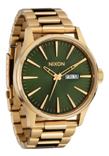 Nixon Sentry Stainless Steel Green Sunray Watch A356-1919