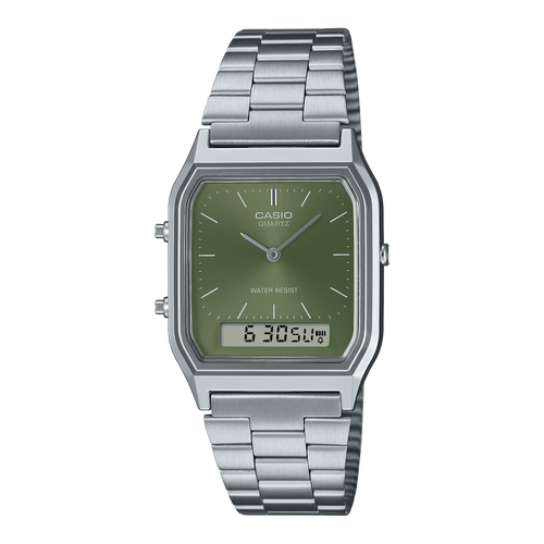 Casio Vintage Sage Green Analog-Digital 30mm Watch AQ230A-3A