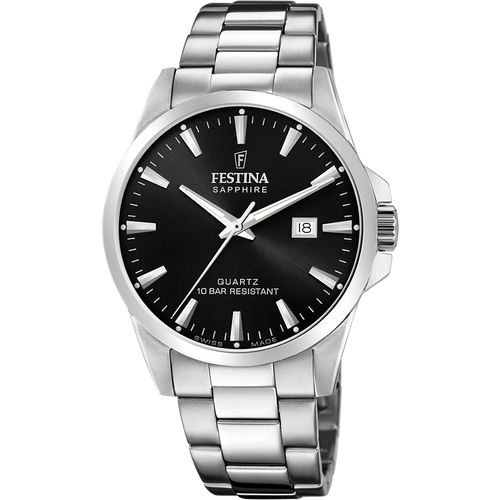 Festina Swiss Made Black Dial Stainless Steel Watch F20024-4