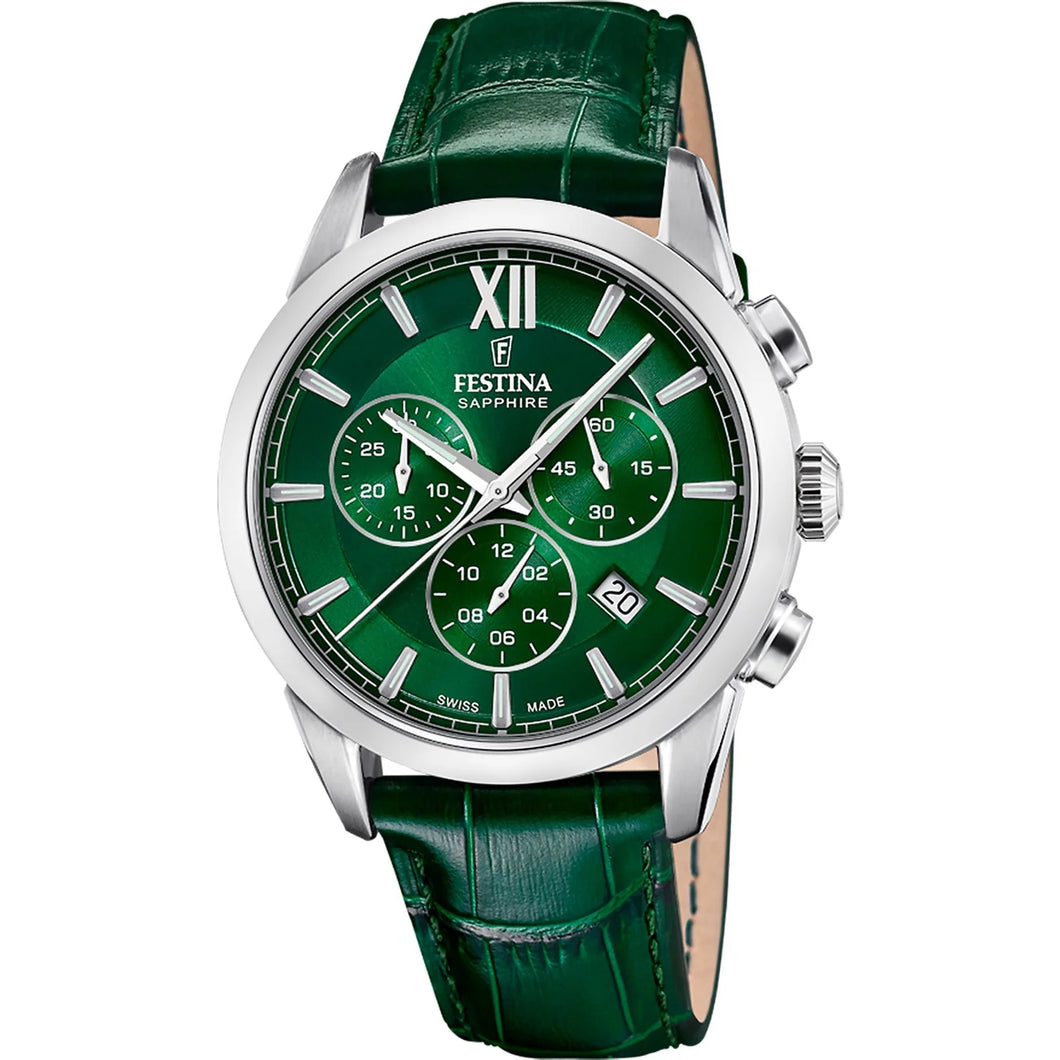 Festina Swiss Made Leather Chrono Green Men's Watch F20041-3