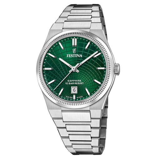 Festina Swiss Made Rive Stainless Steel Green Dial Watch F20051-5
