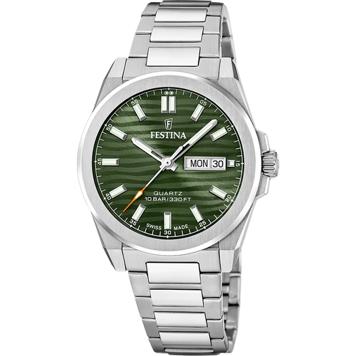 Festina Stainless Steel Analog Green Dial Men's Quartz Watch F20073-4