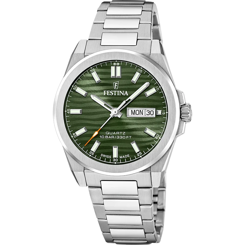 Festina Stainless Steel Analog Green Dial Men's Quartz Watch F20073-4