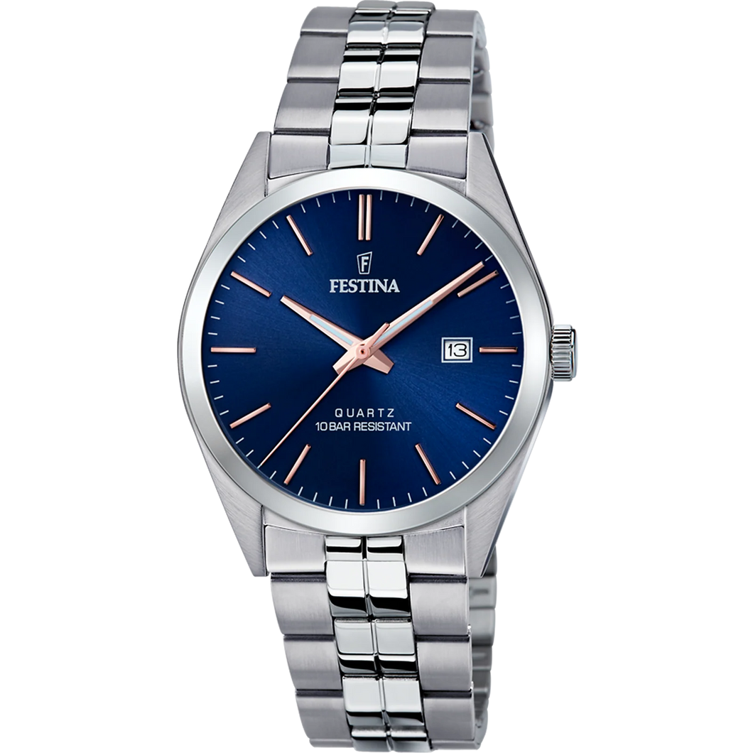 Festina Classics Blue Dial Stainless Steel Men's Watch F20437-B