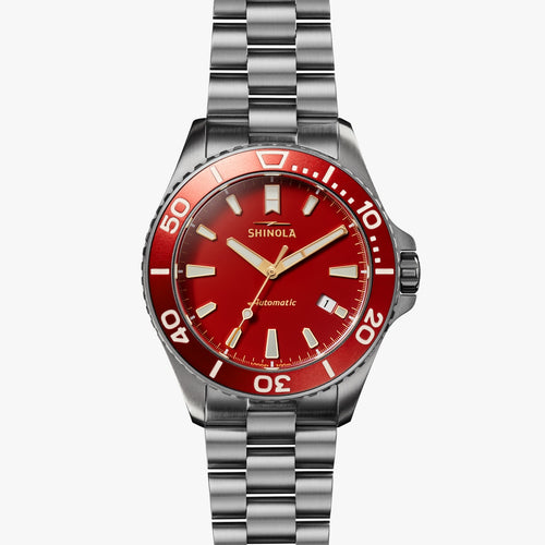 Shinola The Lava Lake Monster Red Dial Titanium Automatic Watch S0120291080