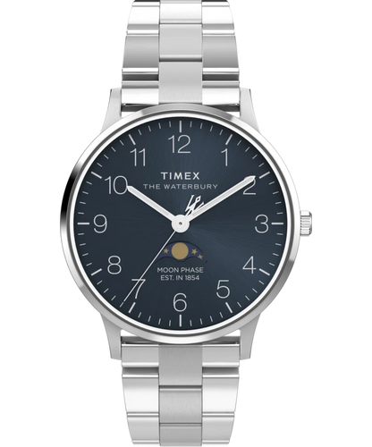 Timex Waterbury Classic Moon Phase 40MM Stainless Steel Watch TW2W75700