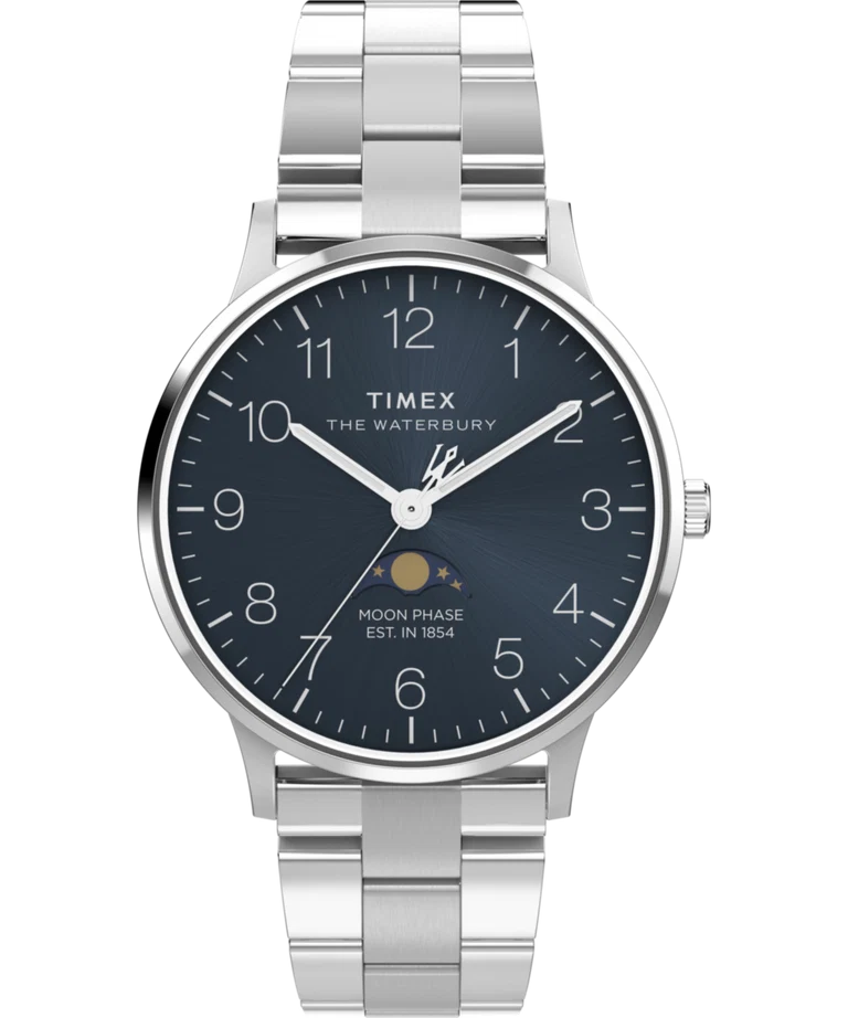 Timex Waterbury Classic Moon Phase 40MM Stainless Steel Watch TW2W75700
