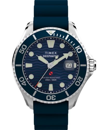 Timex Deepwater Meridian 200 Blue Rubber 44mm Men's Watch TW2W81500