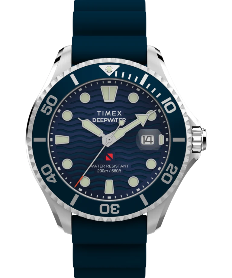 Timex Deepwater Meridian 200 Blue Rubber 44mm Men's Watch TW2W81500