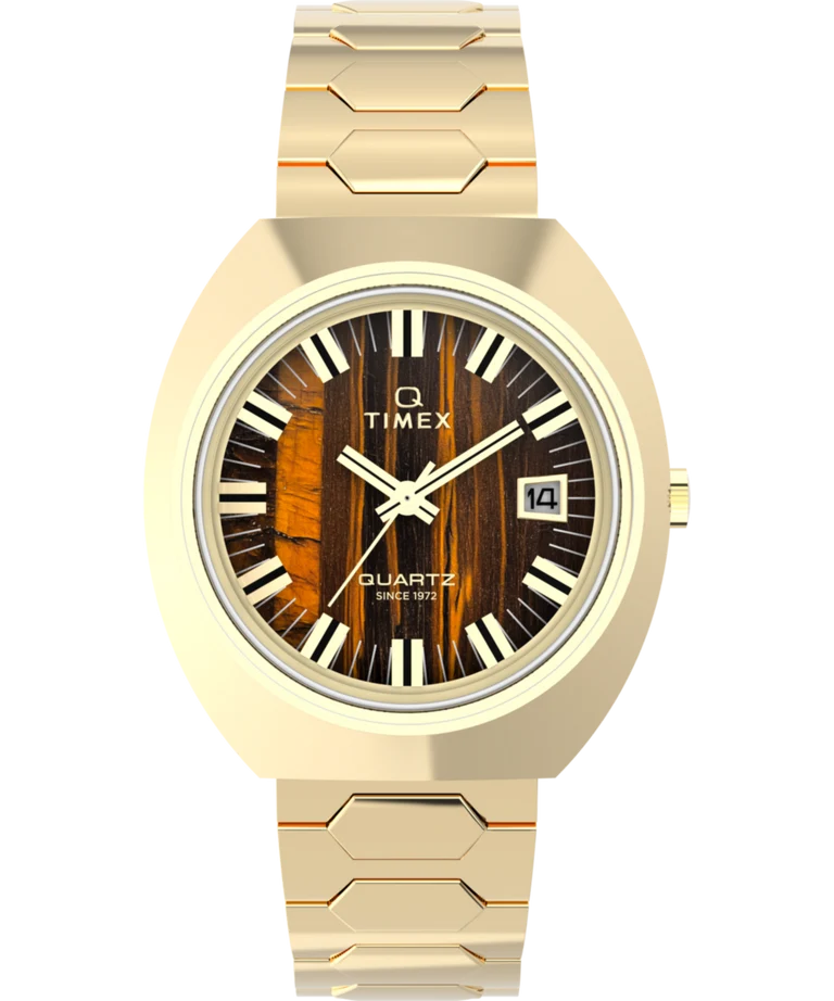 Timex Q Timex 1972 Time Machine Reissue Gold Tone 39MM Watch TW2Y45200