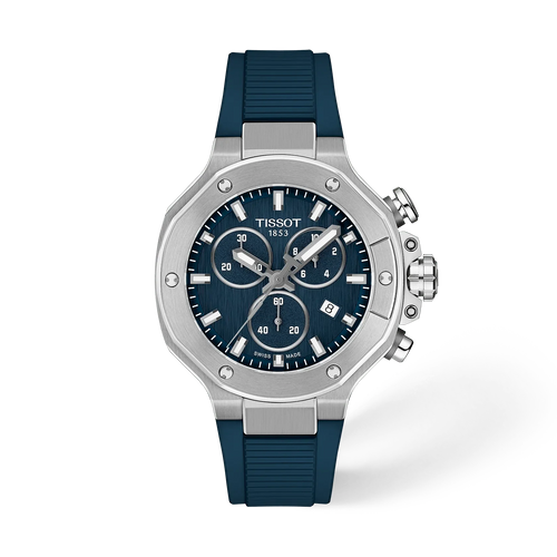 Tissot T-Race 38mm Chronograph Blue Dial Silicone Strap Watch T1418171704100