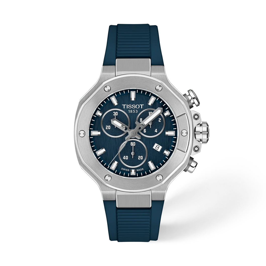 Tissot T-Race 38mm Chronograph Blue Dial Silicone Strap Watch T1418171704100