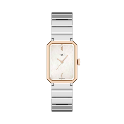 Tissot SRV Rectangular Stainless Steel White MOP Watch T1601102111300