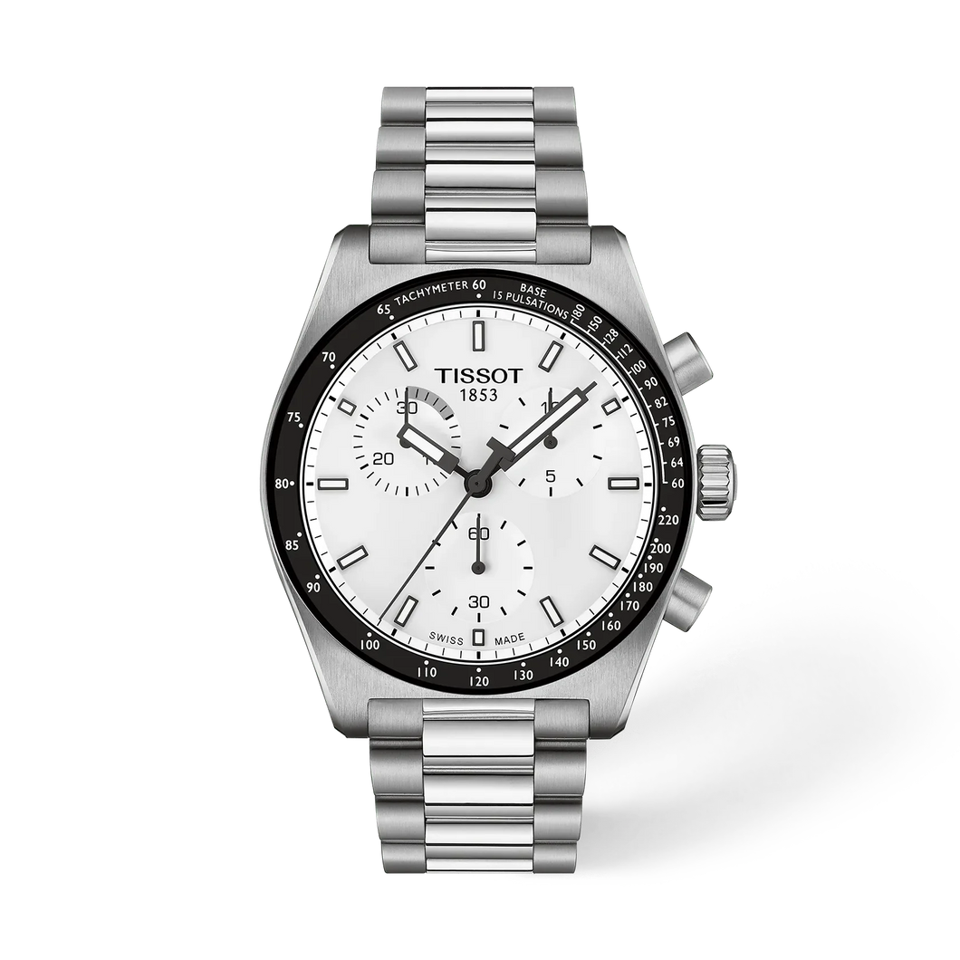 Tissot PR516 40mm Chronograph White Dial Stainless Steel Watch T1494171101100