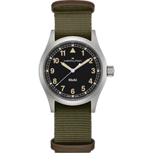 Hamilton Khaki Field Quartz 38mm Black Dial Green Strap Watch H69401930