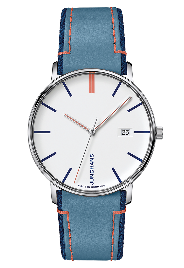 Junghans FORM Quarz White and Blue Watch 41/4481.00