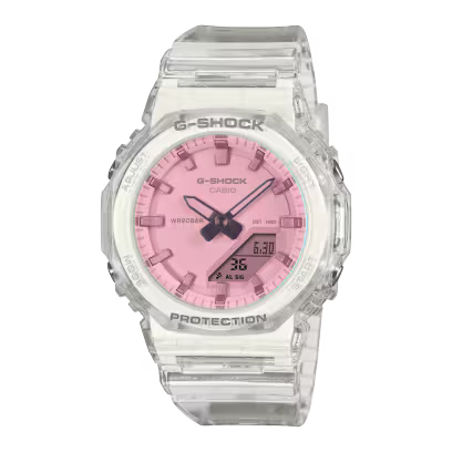 Casio G-Shock Analog-Digital Pink Dial Clear Resin Strap Women's Watch GMAP2100SR-7A
