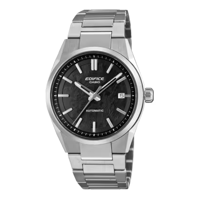 Casio Edifice Automatic 38MM Silver Tone Black Dial Watch EFK110D-1A