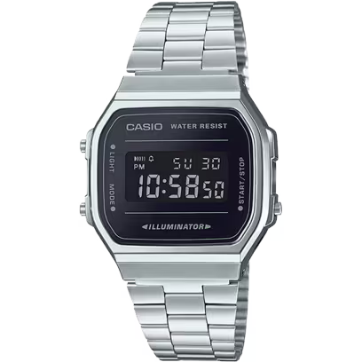 Casio Vintage Black Digital Stainless Steel Unisex Watch A168WEM-1VT