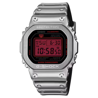 Casio G-Shock 5600 Series Digital Silver Tone Watch GM5600YRA-8