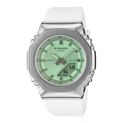Casio G-Shock Analog-Digital Green Dial White Strap Women's Watch GMS2110SR-7A