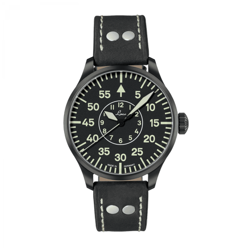 Laco Bielefeld 42mm Black Leather Automatic Pilot Watch 861760.2