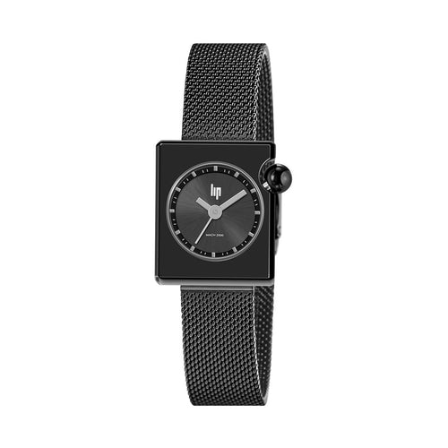 LIP MACH 2000 Mini Square 30mm Watch Black Milanese 671391