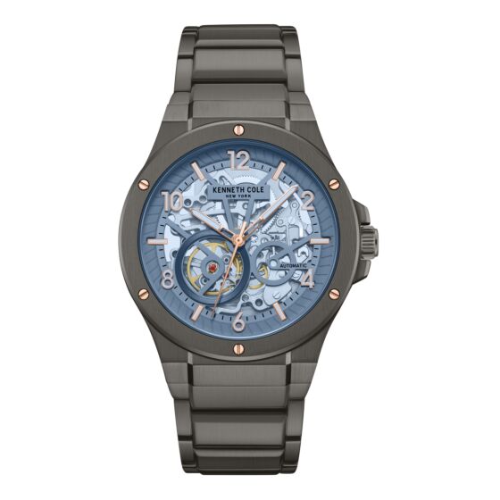 Kenneth Cole New York Automatic 42MM Skeleton Blue Dial Men's Watch KCWGY0063301