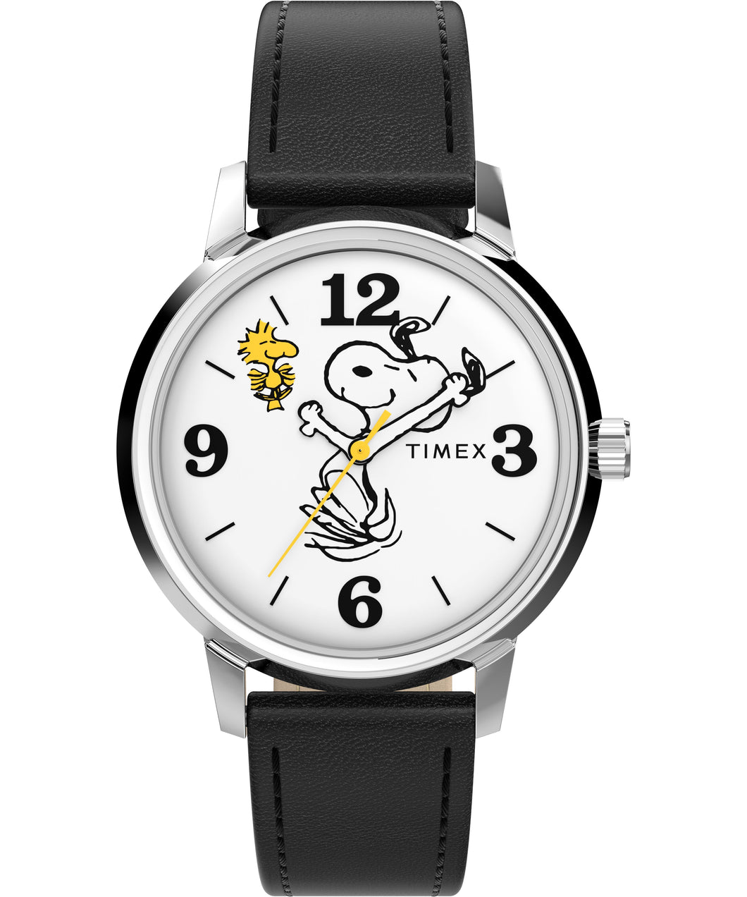 Timex Peanuts Marlin Black Leather Strap Unisex Watch TW2Y19900