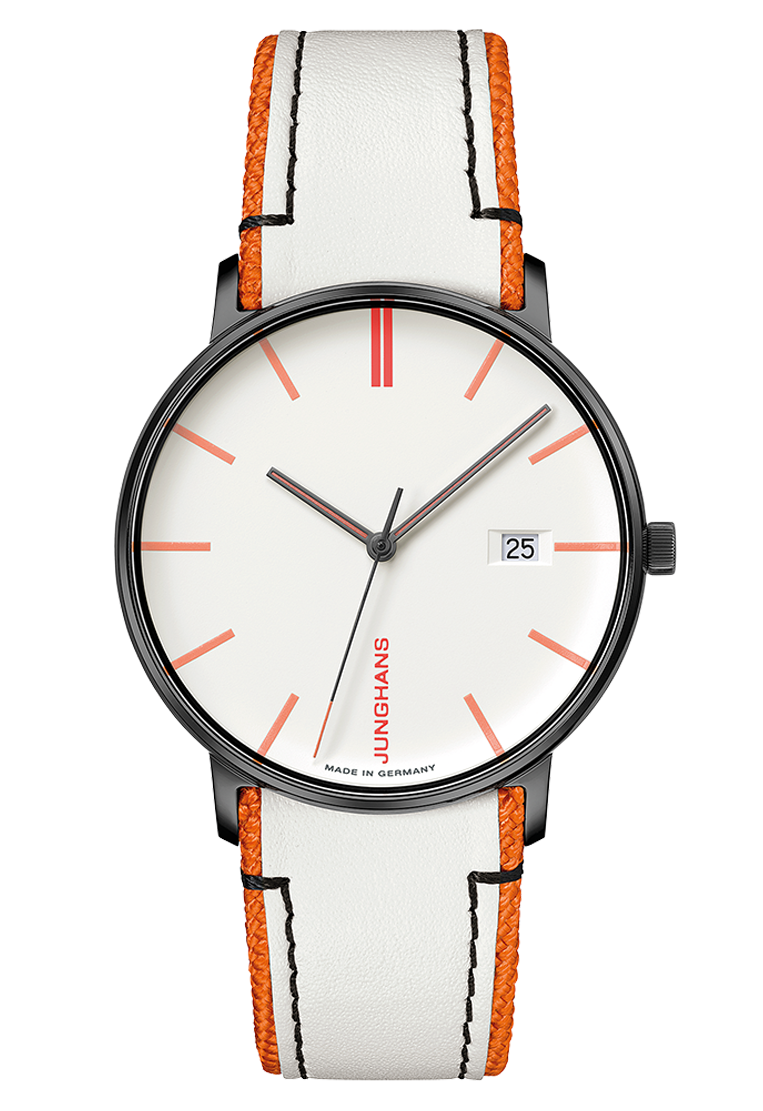 Junghans FORM Quarz White and Orange Watch 41/4480.00