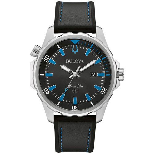 Bulova Men's Marine Star Black Silicone Strap Watch 96B337